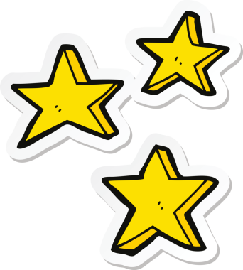 Bir insan tarafından çizilmiş bir çizgi film yıldızının çıkartması.