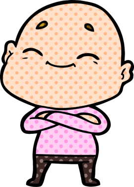 Bir insan tarafından çizilmiş mutlu, kel adam.