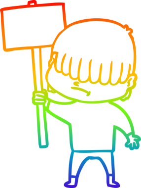 Bir insan tarafından çizilmiş dağınık saçlı bir çizgi film çocuğunun çizimi.