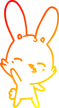 Bir insan tarafından çizilmiş, dalgalı bir tavşan çizgi filminin sıcak gradyan çizimi