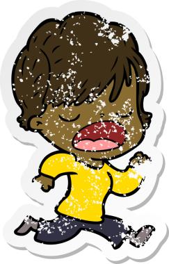 Bir insan tarafından çizilmiş karikatür kadının sıkıntılı çıkartması.