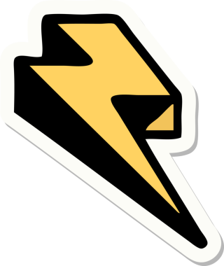 Bir insan tarafından çizilmiş geleneksel yıldırım stili dövme etiketi