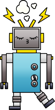 Arızalı bir robotun insan tarafından çizilmiş gölgeli karikatürü