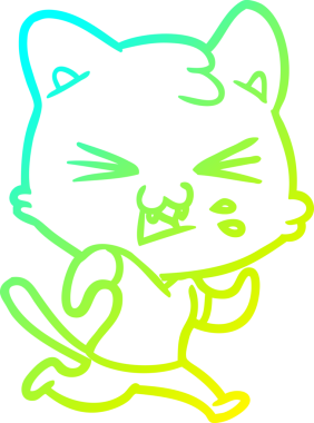 Bir insan tarafından çizilen çizgi film kedisinin soğuk gradyan çizimi