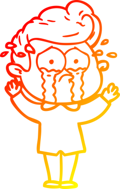 Bir insan tarafından çizilmiş, ağlayan bir çizgi film karakteri.