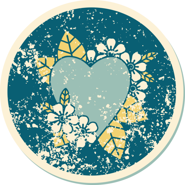 Bir insan tarafından çizilmiş botanik bir kalbin sembolik depresif dövmesi.