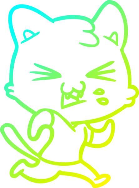 Bir insan tarafından çizilen çizgi film kedisinin soğuk gradyan çizimi