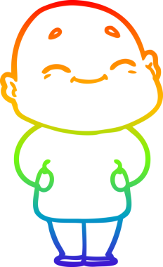 Gökkuşağı gradyan çizgi çizimi Bir insan tarafından çizilmiş mutlu kel adam