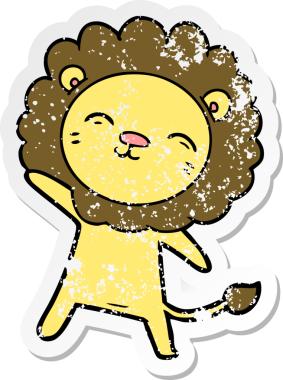 Bir insan tarafından çizilmiş karikatür aslanının sıkıntılı çıkartması.