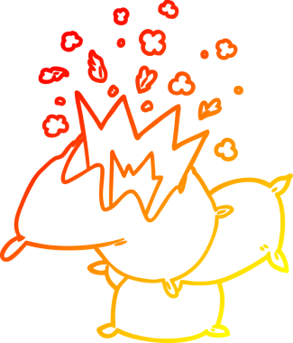 Bir insanın çizdiği yastık savaşının sıcak çizgi çizgisi.