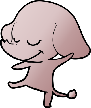 Bir insan tarafından çizilmiş gülümseyen bir fil.