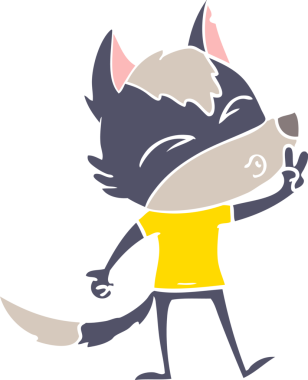 Bir insan tarafından çizilmiş düz renk çizgi film kurt ıslığı.