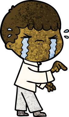 Bir insan tarafından çizilmiş ağlayan çizgi film adamı.