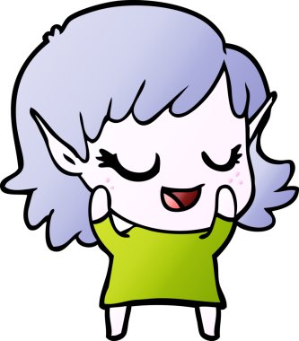 Bir insan tarafından çizilmiş mutlu elf kızı.