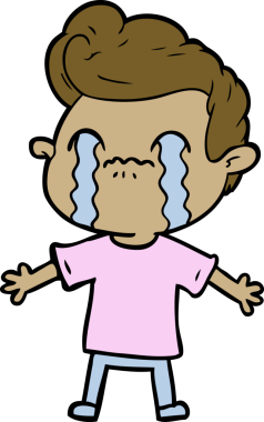 Bir insan tarafından çizilmiş ağlayan çizgi film adamı.