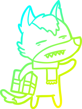 Bir insan tarafından çizilmiş bir hediyeyle çizgi film kurdu çizimi.