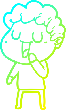 Bir insan tarafından çizilmiş gülen bir çizgi film karakterinin soğuk gradyan çizgisi.