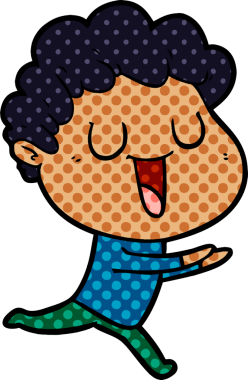 Bir insan tarafından çizilmiş gülen çizgi film adamı.