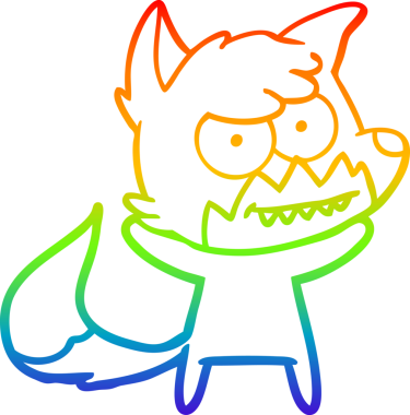 Bir insan tarafından çizilmiş sırıtan tilki çizgi çizimi.