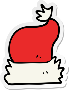 Bir insan tarafından çizilmiş bir karikatür Noel şapkasının çıkartması.
