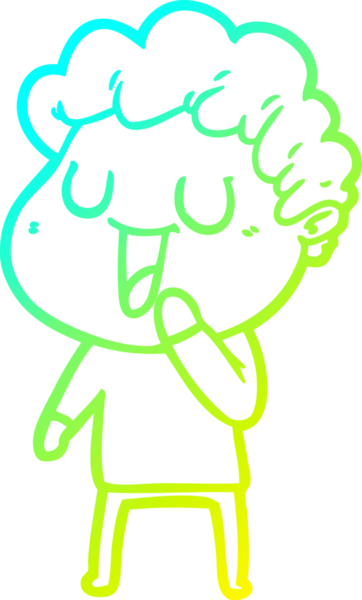 Bir insan tarafından çizilmiş gülen bir çizgi film karakterinin soğuk gradyan çizgisi.