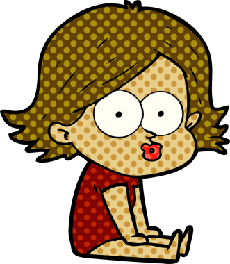 Çizgi film kızı somurtuyor bir insan tarafından