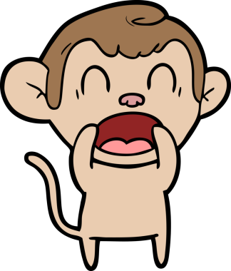 Bir insan tarafından çizilmiş bağıran çizgi maymun.