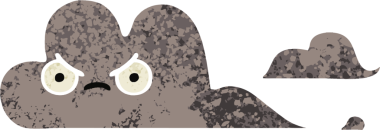 Bir insan tarafından çizilmiş bir fırtına bulutunun retro çizim tarzı karikatürü