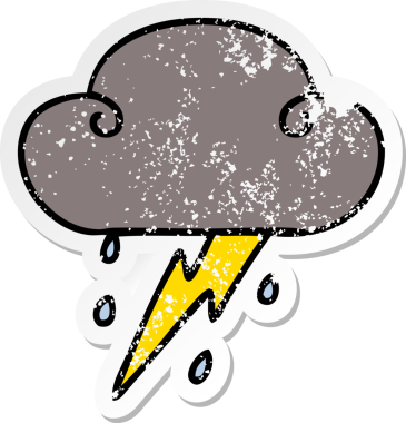 Bir insan tarafından çizilmiş garip bir el çizilmiş gök gürültüsü bulutunun sıkıntılı çıkartması.