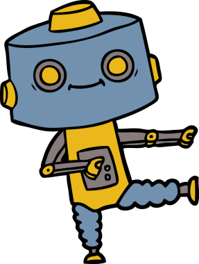 Bir insan tarafından çizilmiş çizgi film robotu