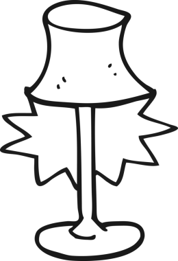 Bir insan tarafından çizilmiş serbest çizim siyah beyaz çizgi film lambası.