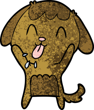 Bir insan tarafından çizilmiş şirin bir çizgi film köpeği.