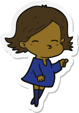 Bir insan tarafından çizilmiş bir karikatür kadının çıkartması.