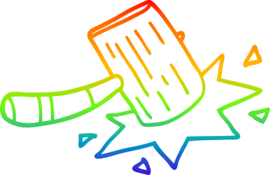 gökkuşağı gradyan çizgi çizimi bir insan tarafından çizilmiş ahşap çekiç