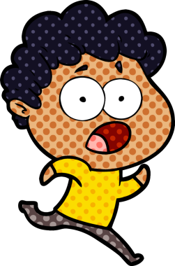 Bir insan tarafından çizilmiş bir karikatür adamı şaşkınlıkla nefes nefese kaldı.