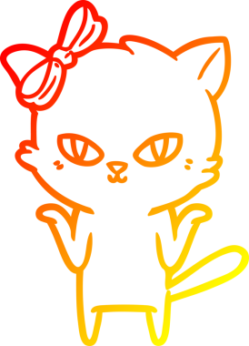 Bir insan tarafından çizilmiş sevimli bir çizgi film kedisinin sıcak çizgi çizgisi.