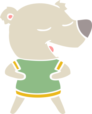 Bir insan tarafından çizilmiş düz renkli çizgi film ayısı