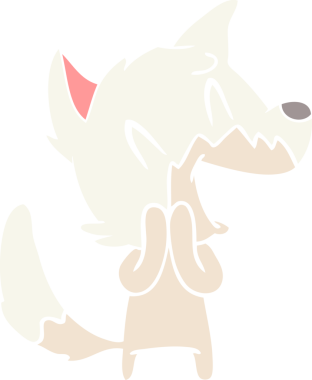 Bir insan tarafından çizilmiş gülen tilki düz renkli çizgi film.