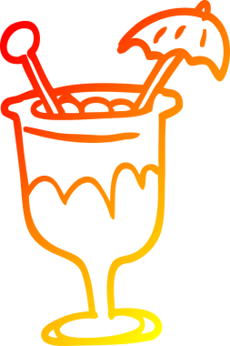 Bir insan tarafından çizilmiş karikatür kokteylinin sıcak gradyan çizimi