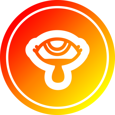 Ağlayan göz yuvarlak simgesi ve bir insan tarafından çizilen sıcak gradyan bitiş.