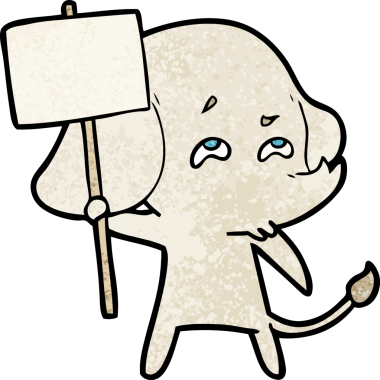 Bir insan tarafından çizilmiş işaret levhası olan bir fil.