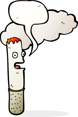 Bir insan tarafından çizilmiş konuşma baloncuklu çizgi film sigarası.