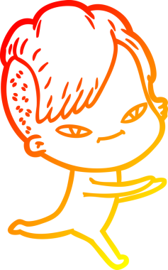 Hipster saç kesimi bir insan tarafından çizilmiş güzel bir çizgi film kızı çizimi.