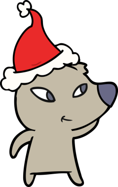 Bir insan tarafından çizilmiş Noel Baba şapkası takan bir ayının çizimi.