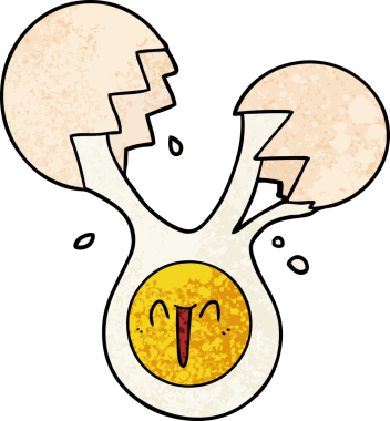 Bir insan tarafından çizilmiş kırık yumurta karikatürü.