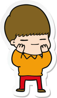 Bir insan tarafından çizilmiş kendini beğenmiş bir çocuğun çıkartması.