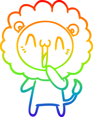 gökkuşağı gradyanı çizimi bir insan tarafından çizilmiş mutlu bir karikatür aslanı