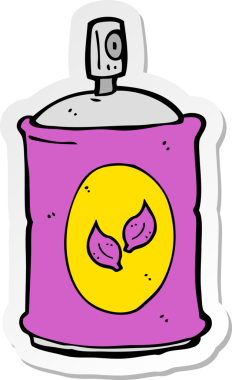 Bir insan tarafından çizilmiş doğal sprey bir karikatür çıkartması.