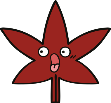 Bir insan tarafından çizilmiş bir sonbahar yaprağının sevimli karikatürü.