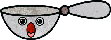 Bir insan tarafından çizilmiş bir kaşık retro grunge desen karikatürü.